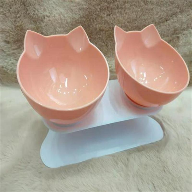 Cat Bowl Transparent Double Bowl Cat Food Bowl Water Bowl Basin Bowl Rack Dog Bowl Dog Food Basin Oblique Mouth Spine