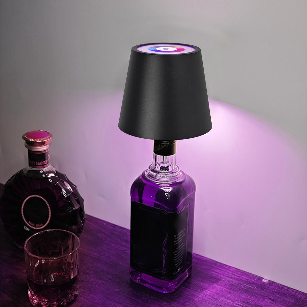 LED Table Lamp Rechargeable RGB Bottle Lamp 2000mAh Dimmable Cordless Bottle Light for Bedroom Restaurant & Bar Christmas Gifts