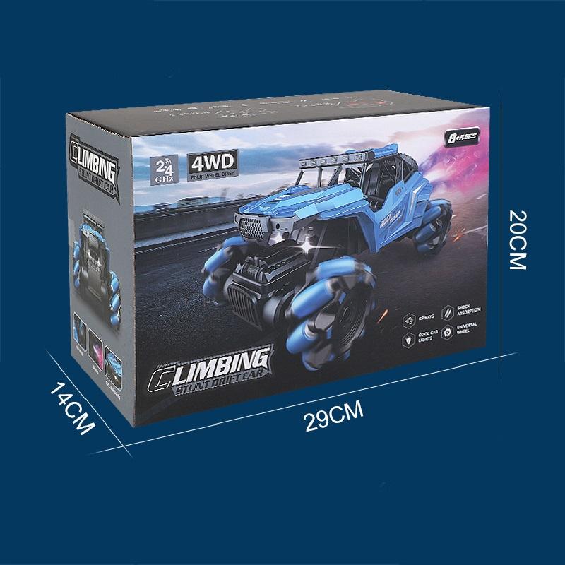 

Трансграничный, посвященный вращающемуся дрифту, музыкальному световому зарядному устройству, дистанционному управлению, полноприводной внедорожной альпинистской детской игрушечной электромобилю 1 RC синий