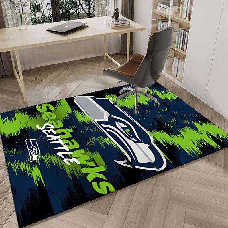Seahawks Teamgeist Teppich für Büro, Stuhlunterlage, Dekorteppich Wohnzimmer Matte, Große Größe Fan Geschenke Weihnachtsgeschenke