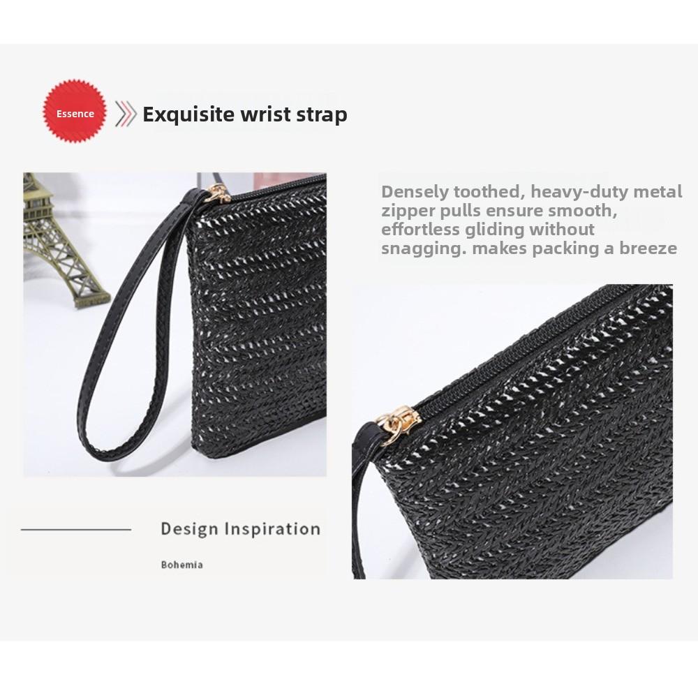 Summer Women's Straw Bag Clutch Bag, Personalized Versatile and Large-capacity Women's Wallet, Super Light and Thin