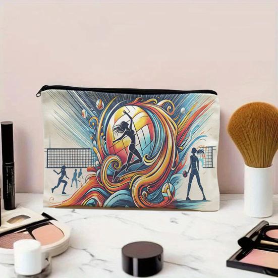 xiaobudian Canvas Storage Bag, with Smooth Zipper, Large Capacity Portable Makeup Pouch, Toiletry Organizer for Stationery And Cosmetics
