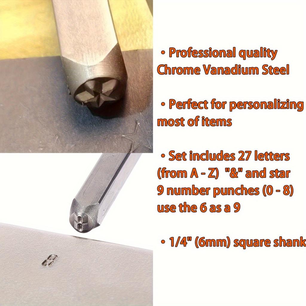 37pcs Number & Letter Stamp Set,Perfect for Imprinting Metal Stamping kit, Professional High Hardness CR-V Steel