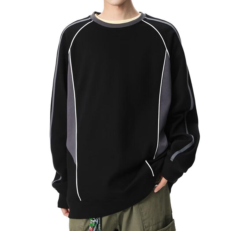 izzue Men's Color-Block Casual Loose Pullover Sweatshirt