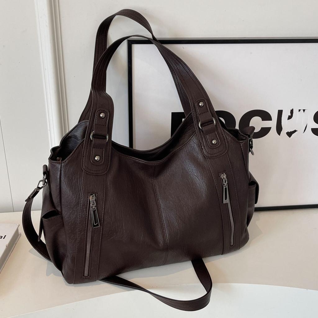 Shoulder Bag Simple Stylish PU Leather   Bag Large Capacity Handbag for Daily Use