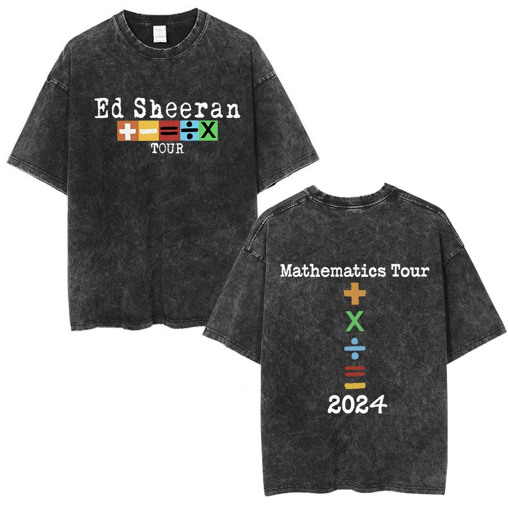 Ed Sheeran Mathematics Tour Concert Vintage Washed T Shirts Men Women Fashion Harajuku Tshirts 100 Cotton Casual Loose Tshirt