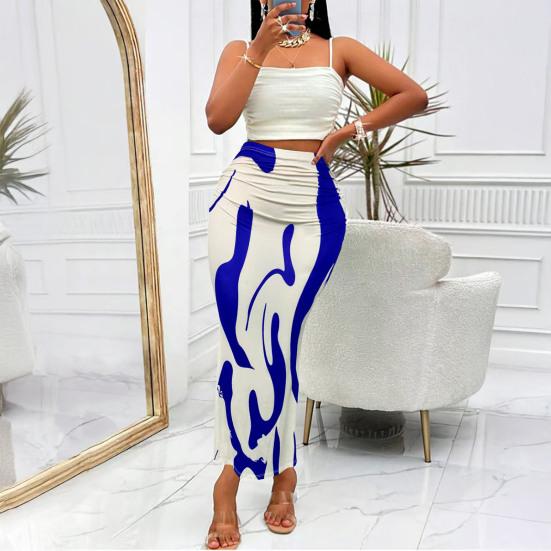 Women Fishtail Skirt Zebra Pattern Hip-Covering Maxi Skirt High Waist Office Lady Long Skirt Work Leisure Daily Wear