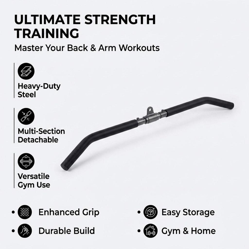 And Versatile Steel Bar for Cable Rowing Machine, Accessory Strength Training Equipment.