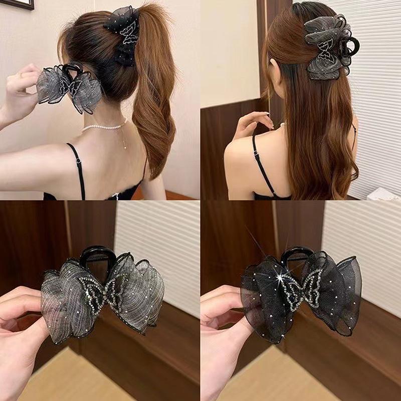 Agrafă de păr din plasă fluture coreeană Mesh Dot Gheara de păr pentru fete dulci Cadou pentru accesorii pentru cap de petrecere