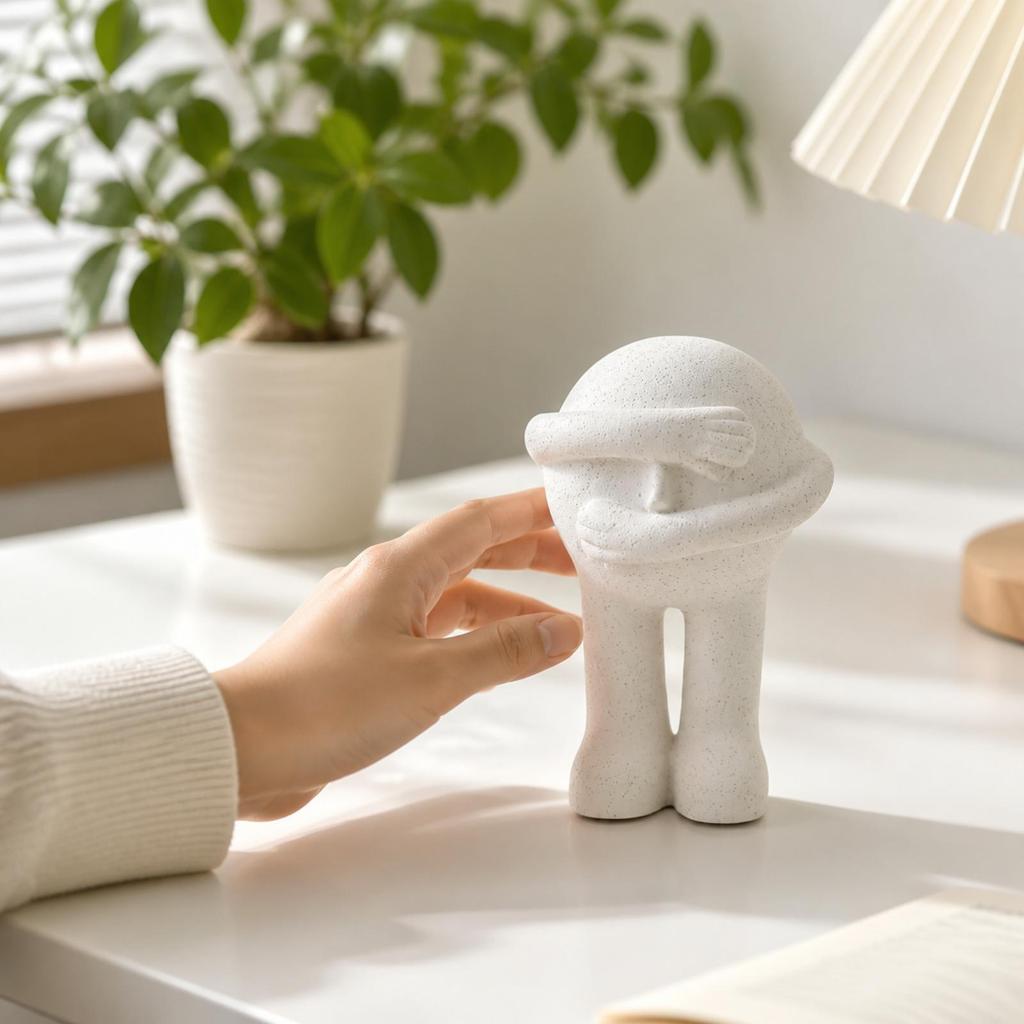Compact Modern Minimalist Ceramic Figurine Artistic White