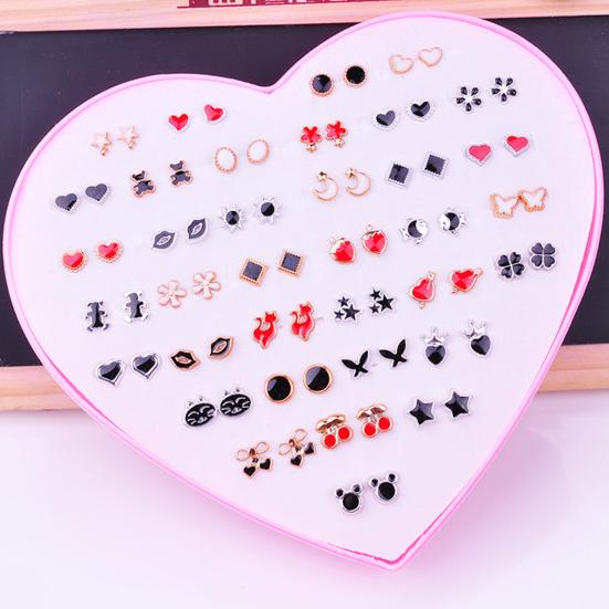 36 par kolczyków damskich w kształcie kolczyków, lśniących, wielokolorowych, z kreskówek, bez uszkodzeń, dekoracyjnych, ze stali nierdzewnej