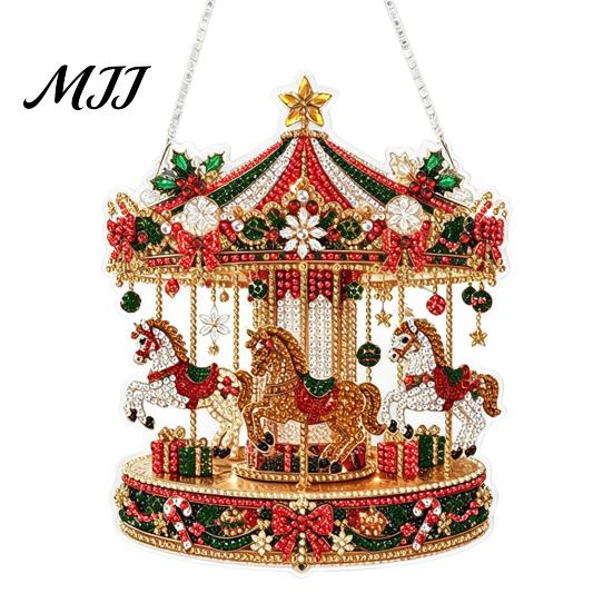 Strass Malerei Sonnenfänger Set Weihnachtskit, DIY Kunst mit Kunstperlen für Erwachsene Bastelbedarf für Anfänger, Acryl Weihnachten Schmuck Bastelmaterial