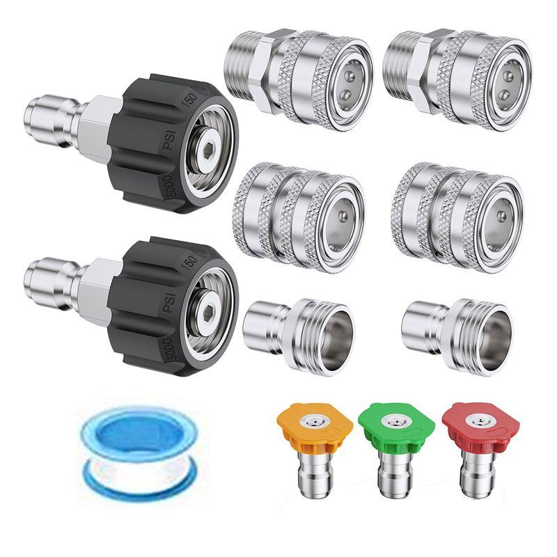 A20F-Pressure Washer Adapter Set, Quick Disconnect Kit, M22 Swivel To 3/8Inch Quick Disconnect, 3/4Inch To Quick Disconnect