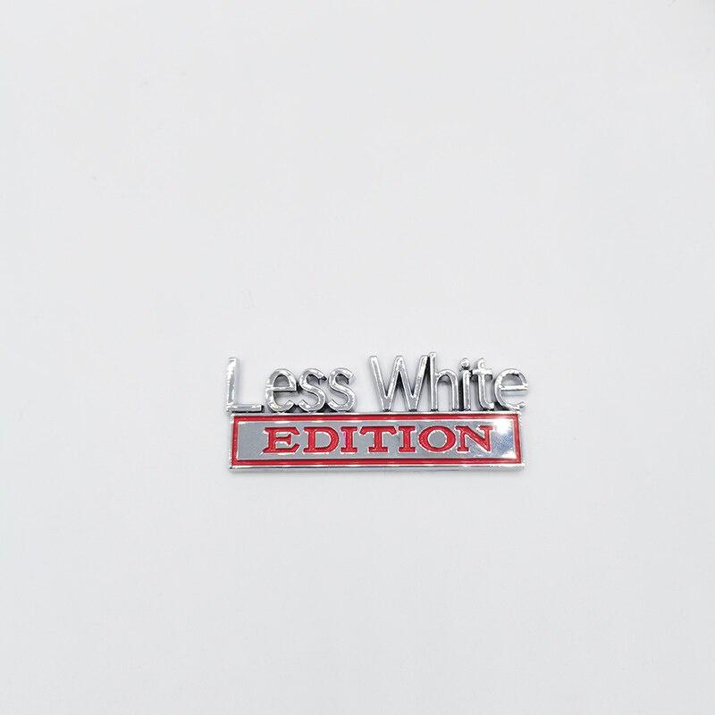 1Pc 3D Metal Less White Edition Logo Car Side Fender Rear Trunk Emblem Badge Sticker Decal
