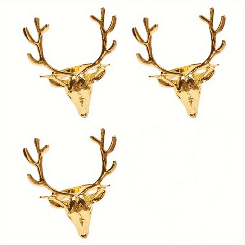 

3Pcs Christmas Deer Napkin Rings Mini Deer Napkin Ring Holders Reindeer Napkin Buckle for Christmas Party Wedding Decor 3Pcs золотой