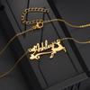 Atoztide Custom Name Jewelry Set Elk Bracelet Necklace Santa Hat Keychain Stainless Steel for Women Personalized Christmas Gifts