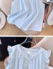 Plus Size Flutter Sleeve French Ruffle Doll Shirt - Women's Summer Loose & Slimming Top