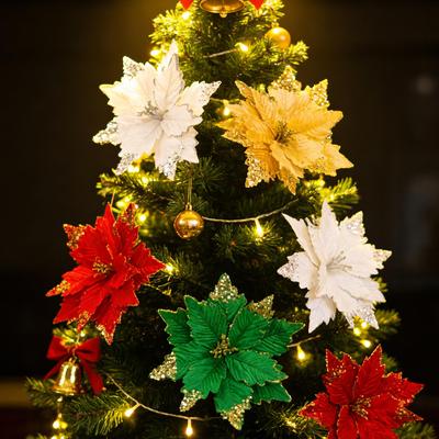 Glitter Flower Mesh Fabric Christmas Floral Arrangement Decoration