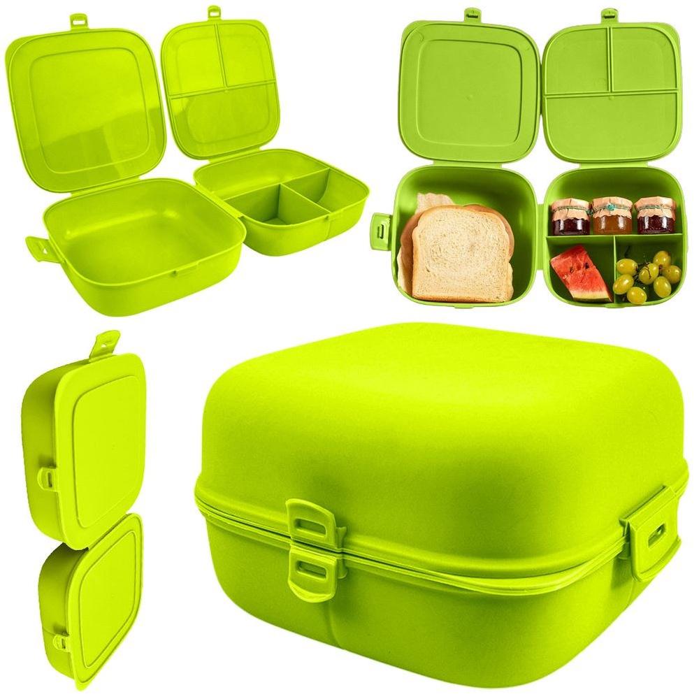 Green lunchbox, divided, 2 x 700 ml