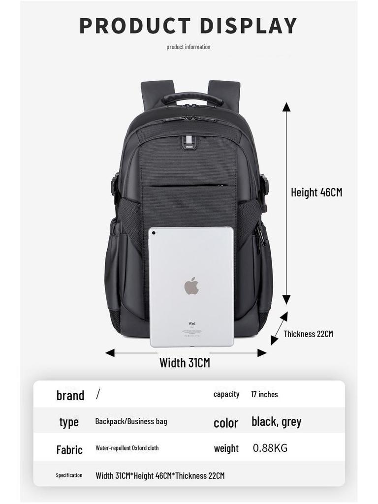 High-End Fashion Backpack: Lightweight, Waterproof, Unisex, Travel & Commuter Bag with Laptop Compartment