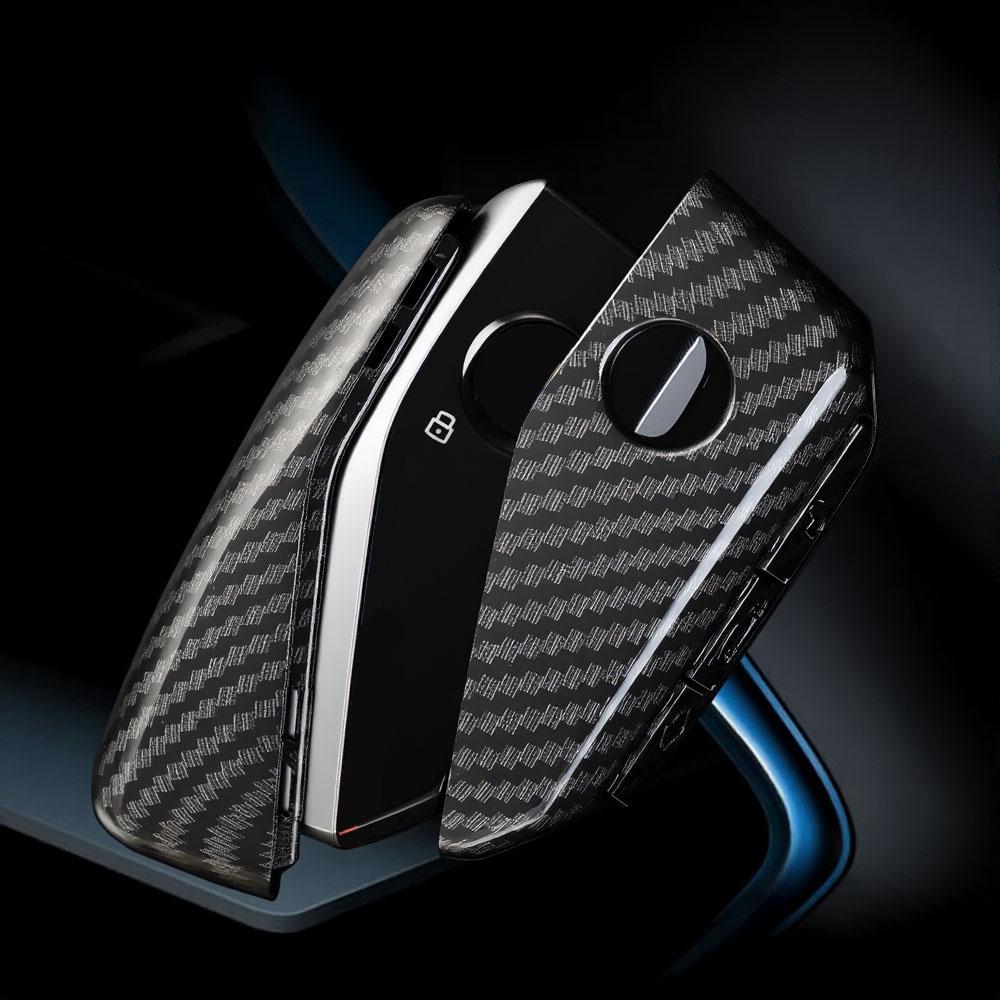 Carbon Fiber Car Key Case Cover For Bmw X1 U11 X7 G07 Xm G09 I7 7 Series G70 Lci Ix I20 U06 G81 M3 Auto Accessaries Key Fob