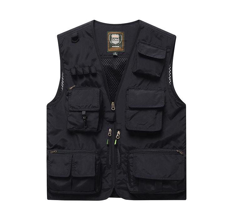 Men's Multi-Pocket Outdoor Fishing Photography Vest, V-Neck Sleeveless Plus Size Workwear 7898 Thin Design