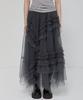 Peulleeoeob Tulle Layered Long Skirts (Fl-266_Charcoal)