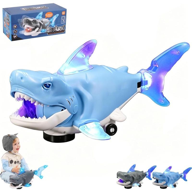 Electric Glowing Swivel Shark,Light Up Shark Smart Sensory Explorer,Bump and Go Moving Swivel Sharks,Multi-Color LED Lights & Audio (B/Battery) синий