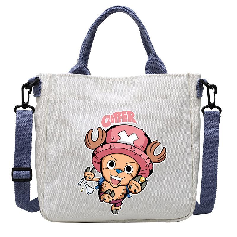 One Piece Canvas Bags Luffy Cartoon Anime Figures Print Shoulder Bag Outdoor Large Capacity Trendy Crossbody Handbag Gifts Poseable Articulated Scale