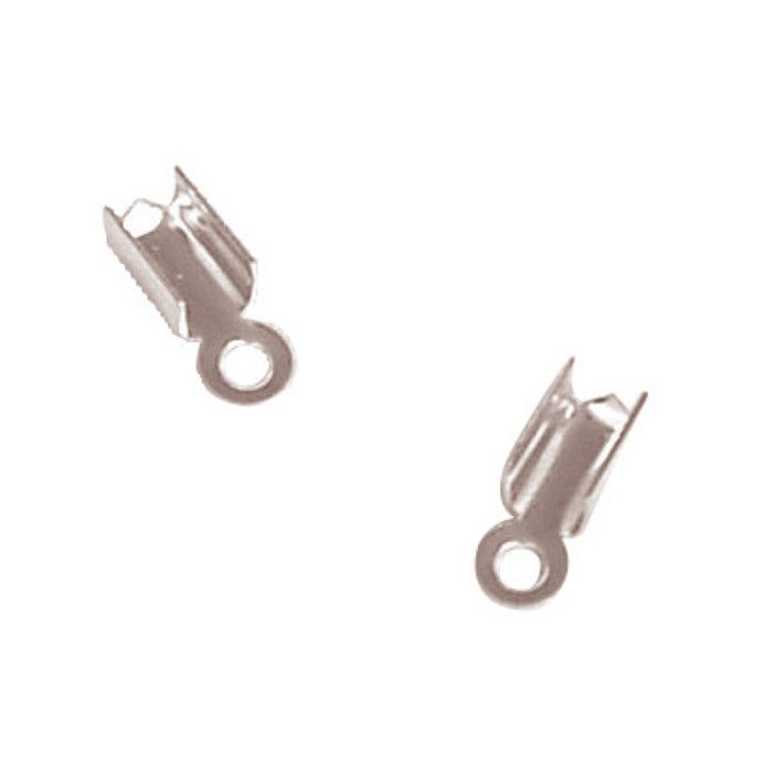 8 Mm Silver Crimp End 50 Pieces