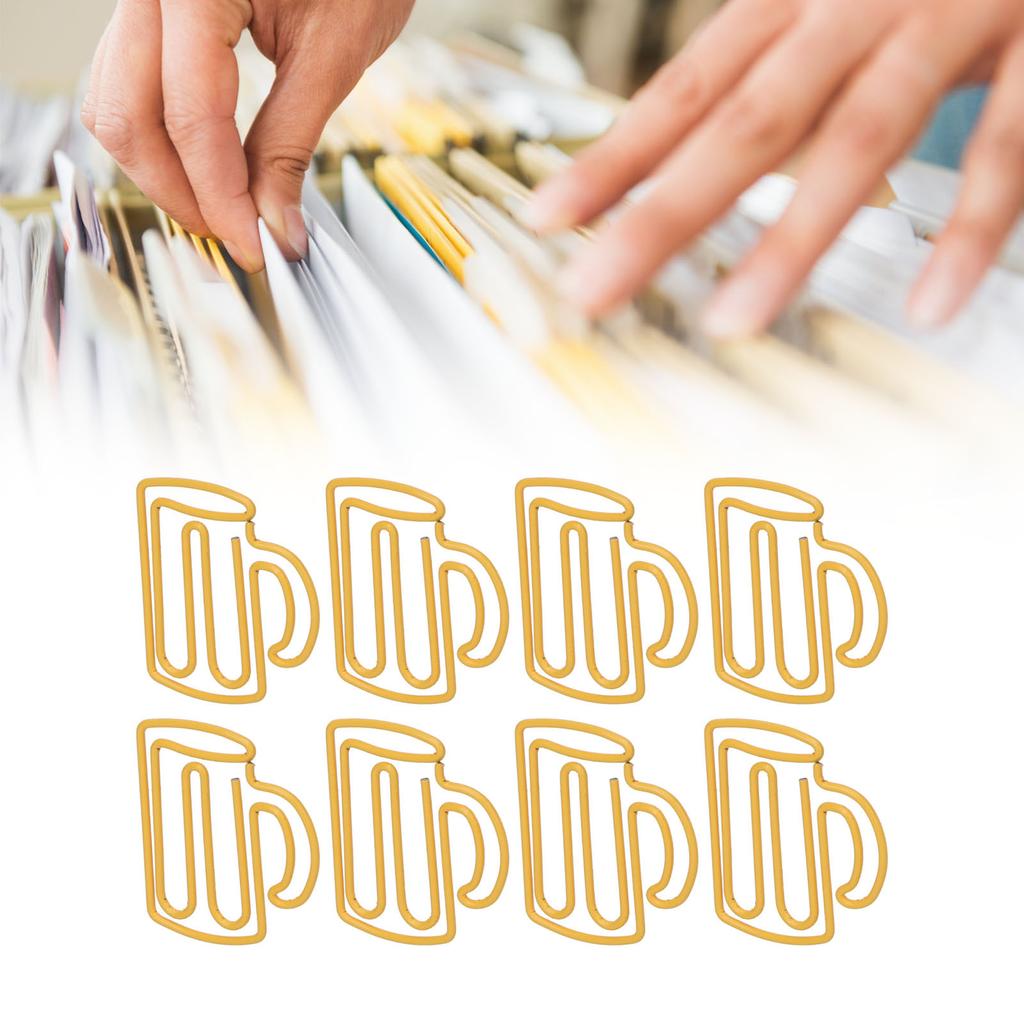 100Pcs Cute Paper Clips Yellow Cup Style Strong Metal Exquisite Color Kids Paper Clips for Home Scho