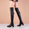 Fashion Chunky Heel Autumn Winter Above Over The Knee Shoes Woman Round Toe Height Increasing Demi-season Pu Thigh High Boots for Women