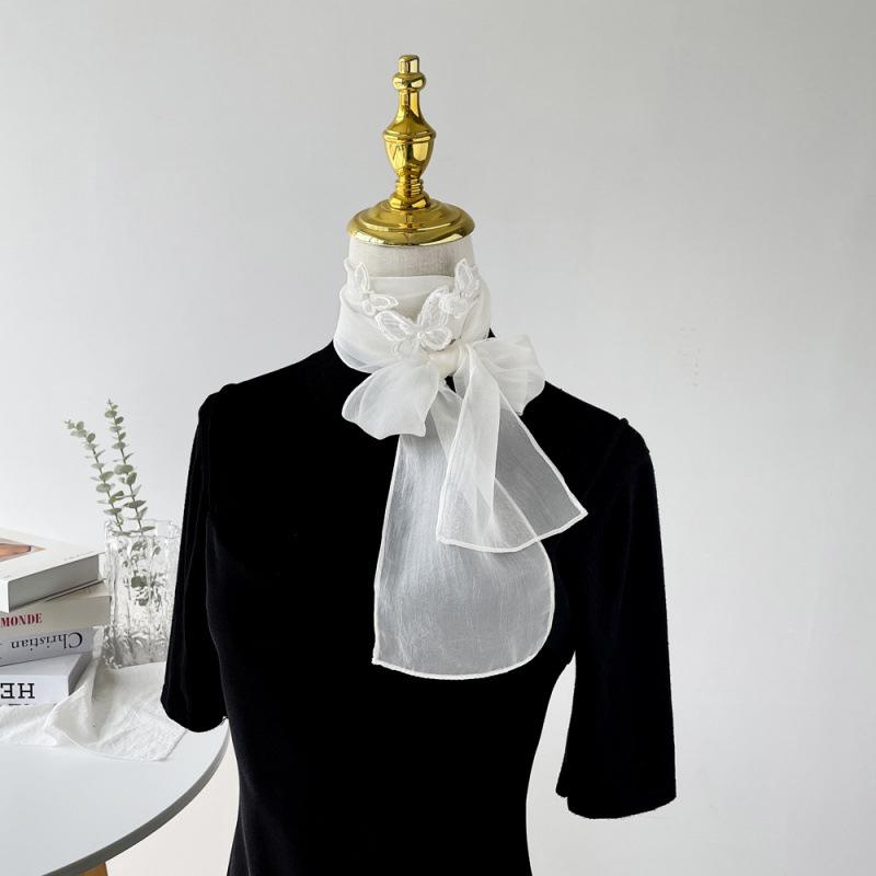 Butterfly Solid Color Scarf for Women Lace Fairy Style Hair Band Turban French Niche Elegant Scarf