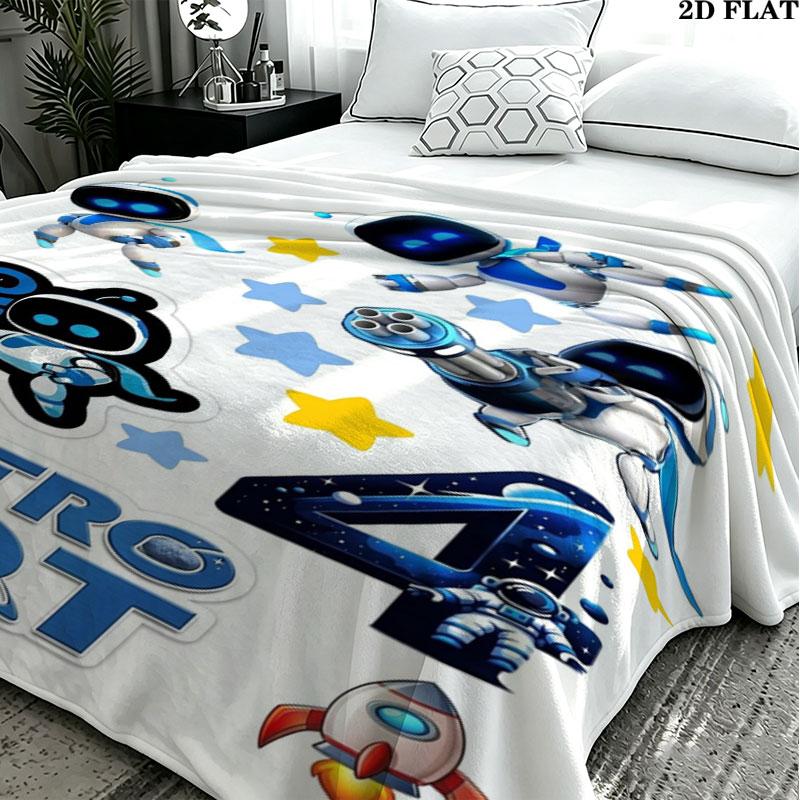 1PC ASTRO BOT Custom Name Patterned Flannel Blanket Suitable For All Seasons for Home Decor Warmth and Comfort Gifts Holiday Present