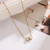 18K Gold-Plated Stainless Steel Necklace with Zircon Pendant - Simple, Fashionable, Waterproof Design for Women