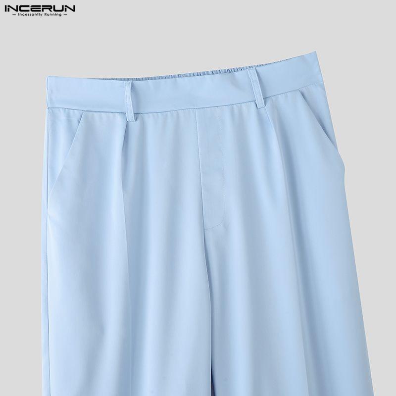 INCERUN Oversized Men Sets Tie Up Long Sleeve Shirts Long Pants Casual Two Pieces Outfits