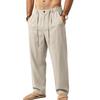 Men S Loose Straight Leg Drawstring Casual Linen Blend Long Pants