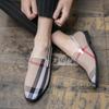 New Mens Dress Shoes Stripe Patchwork Leather Shoe Fashion Handmade Wedding Party Shoes Men Loafers Oxford Shoes Men Big Size