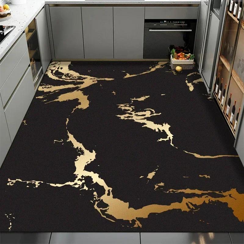 Kitchen Carpet Home Decoration Marble Pattern Floor Mat Large Area Non-slip Rug Oil-proof and Waterproof