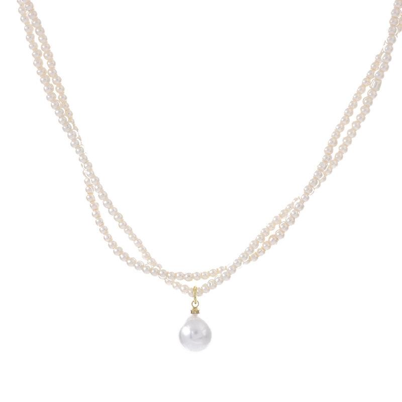 Жемчужная подвеска двухслойное маленькое жемчужное колье с закруткой прямая поставка короткое нишевое легкое люкс для женщин новая сеть