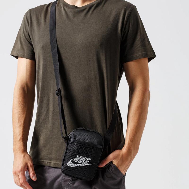 Nike Heritage Polyester Umhängetasche, Crossbody Bag Trompeten Unisex Schwarz Casual BA5871-010