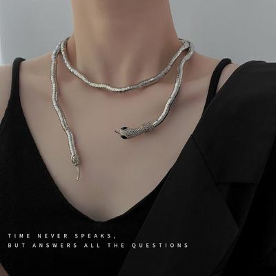 Collier Serpent Terre Sombre Frais Hommes et Femmes Style Européen et Américain Design Exagéré de Personnalité de Niche Sens du Design Réglable