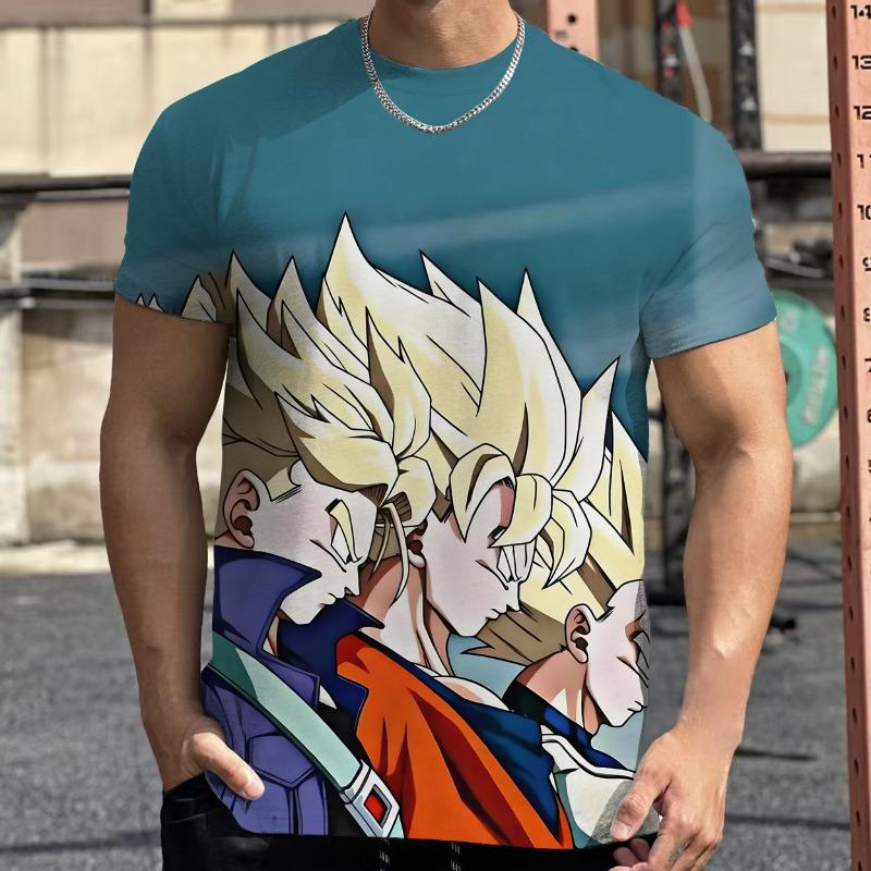 2026 Summer Dragon Ball Retro Fitness T-shirt Men's Oversized 3D Printed Short-sleeved Family Unisex Children's Sports Shirt