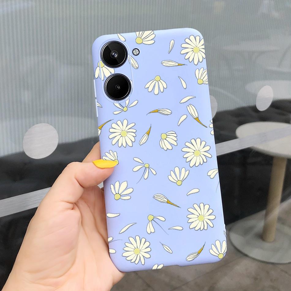 For Realme 10 2022 Fashion Girl Sunflower Yellow Phone Case For Realme10 RMX3630 4G Candy Color Soft Silicone TPU Cases