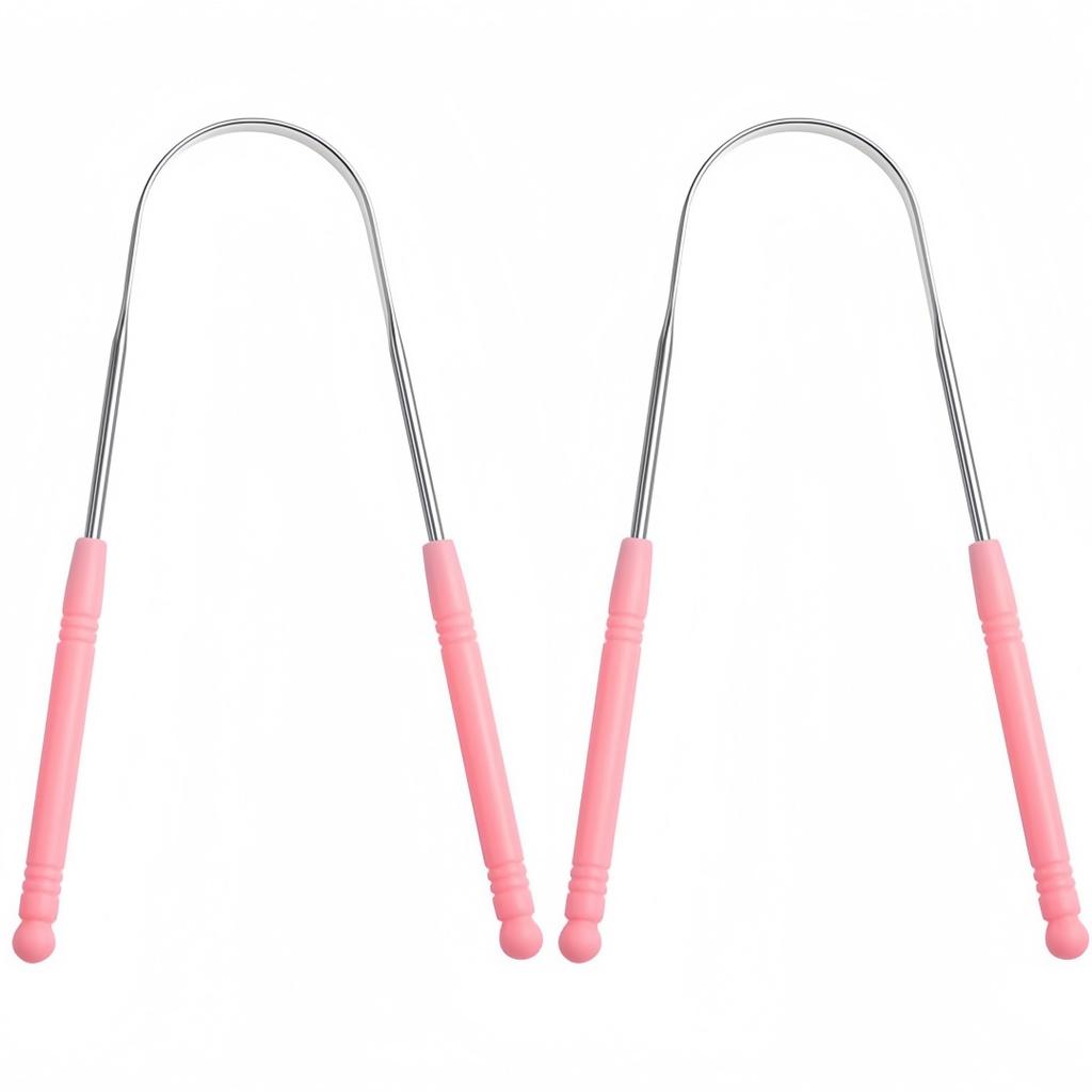 2PCS Stainless Steel Tongue Scraper U Shaped Tongue Coating Scraper Reduce Bacteria Bad Breath Tongue Brush Oral Cleaning Tool