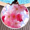 Beautiful Peach Blossom Round Beach Towel with Tassel,Microfiber Sand Free Quick Dry Botanical Floral Circle Bath Towel Yoga Mat