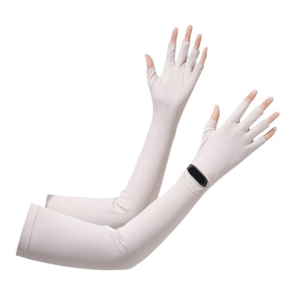 Non-slip Long Sleeve Solid Color Sunscreen Sleeve Gloves Thin Summer Arm Cover  Driving