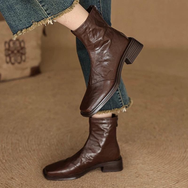 Ankle Boots for Women s Heeled Fashion Retro Shoes Walking Winter Boots New Trend Designer Gothic Leather Mujer De Botas 35 5680₽