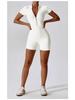 Women's Summer Zipper Short Sleeve Yoga Bodysuit Jumpsuit