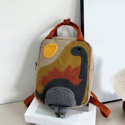 Preschool Backpack Kids Canvas Backpack Cartoon Dinosaur School Bag for Toddlers Boys Girls Travel Camping Outings